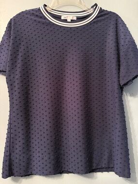 Bundle 2/$20 - DR2 Navy Short-Sleeve Textured Tee with Striped Crew Neck